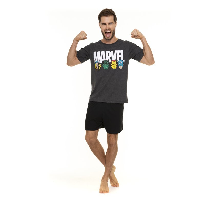 Pijama Adulto Verão Masculino Avengers Mescla Evanilda